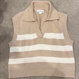 Velvet Women's Cream and White V-Neck Sweater Vest